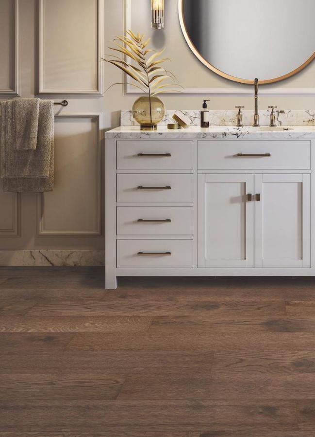 engineered wood floors in a bathroom